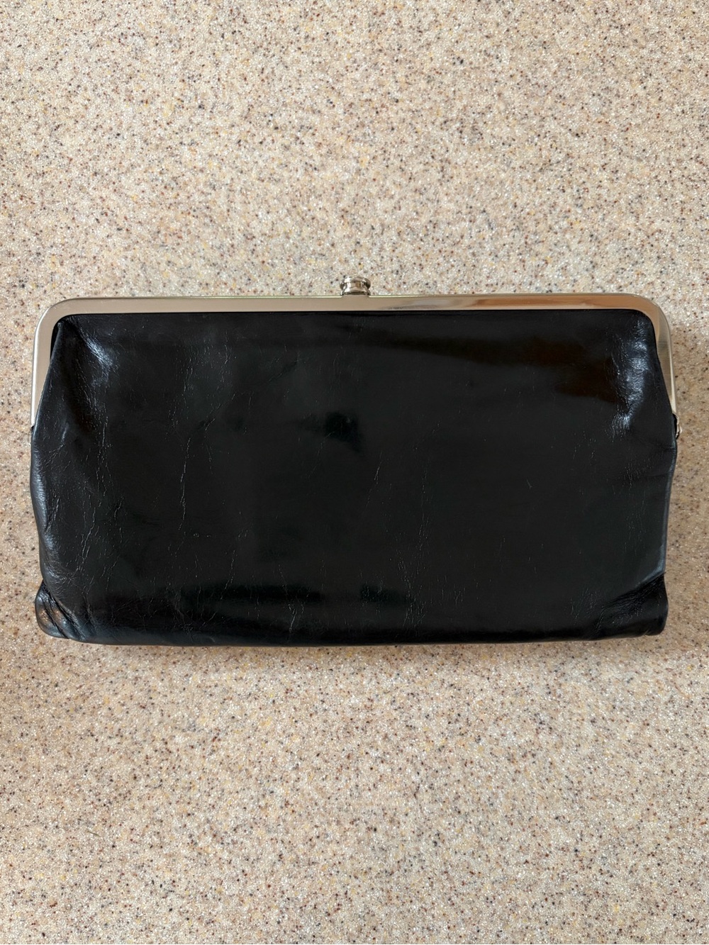 Hobo Black Lauren Clutch Wallet with Silver Accents